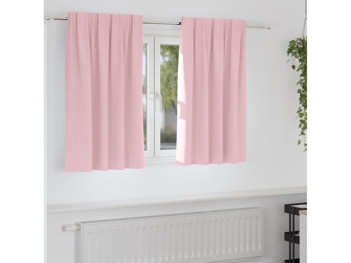Vidaxl Cortinas Blackout Com Argolas 2 Pcs Rosa Bebé 140 X 140 Cm