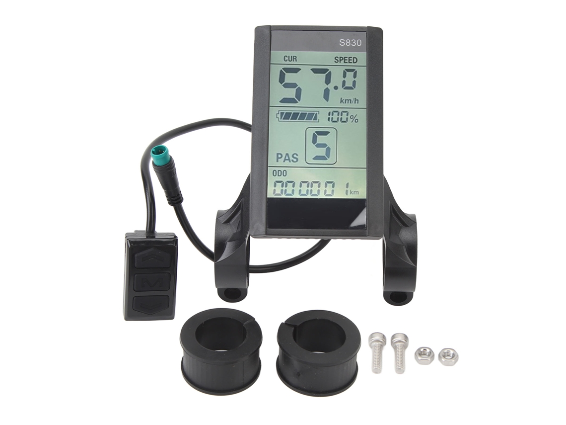 Painel de Tela LCD para Bicicleta Elétrica e Patinete 24v 36v 48v S830 com Conector Impermeável 5pin S/MARCA