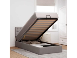 Vidaxl Cama Otomana Com Colchão 100x200 Cm Tecido Cinza