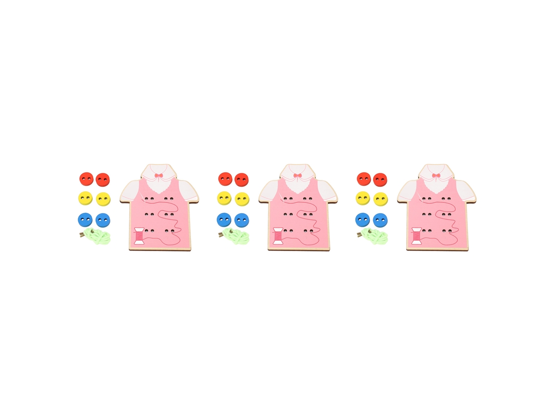 3pcs Brinquedos De Costura Com Botões Madeira Jogo De Passar Fio Habilidade Motora Brinquedo Educativo Pré-escolar