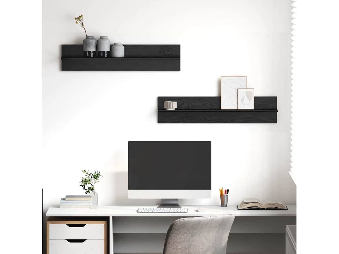 Vidaxl Prateleira De Parede 2 Pcs Carvalho Preto 80 X 11,5 X 18 Cm