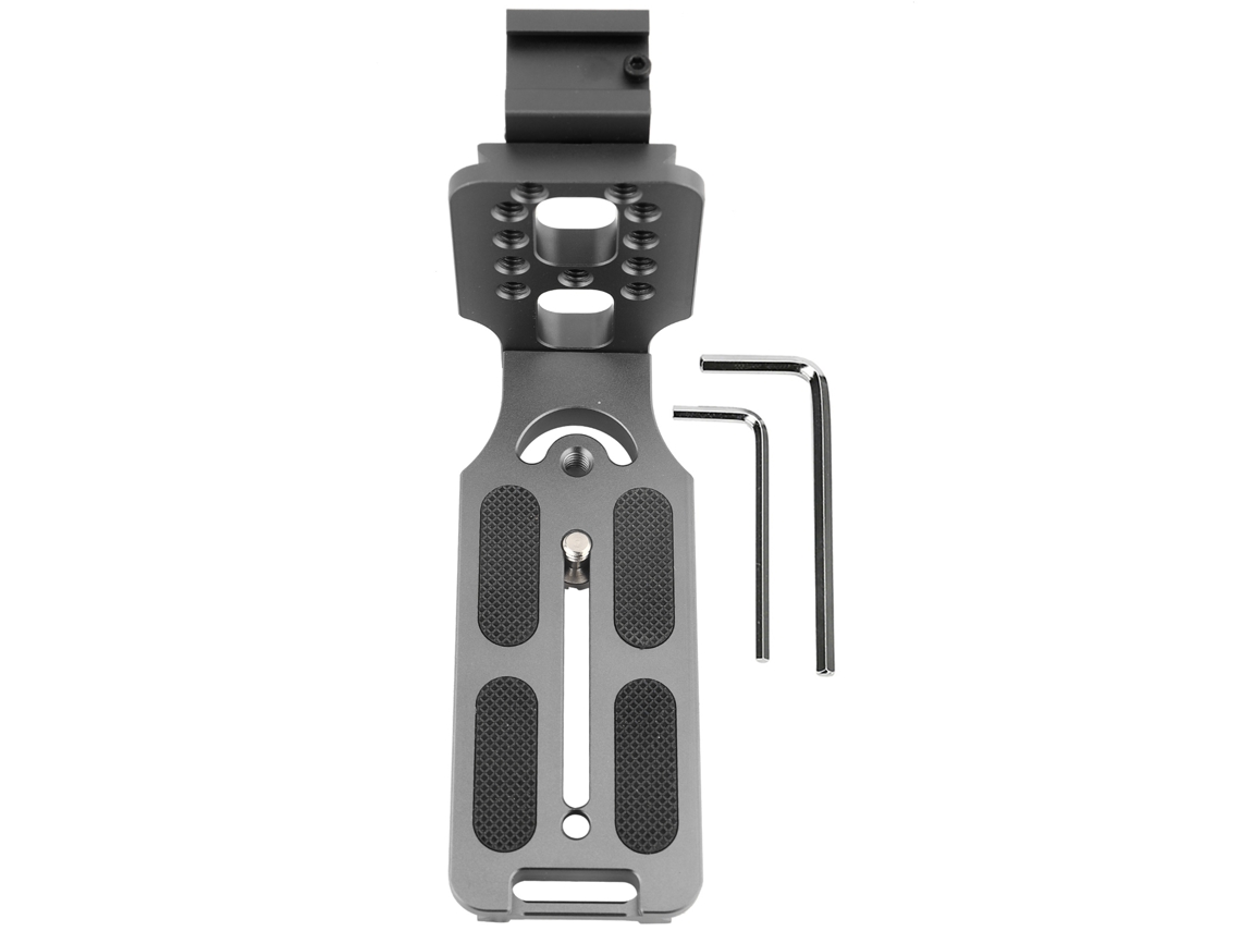Placa universal de metal em formato de L com sistema de liberação rápida e encaixe para sapata de flash para câmera SLR com cabeça esférica hidráulica LAXISCREED (cinza concreto)