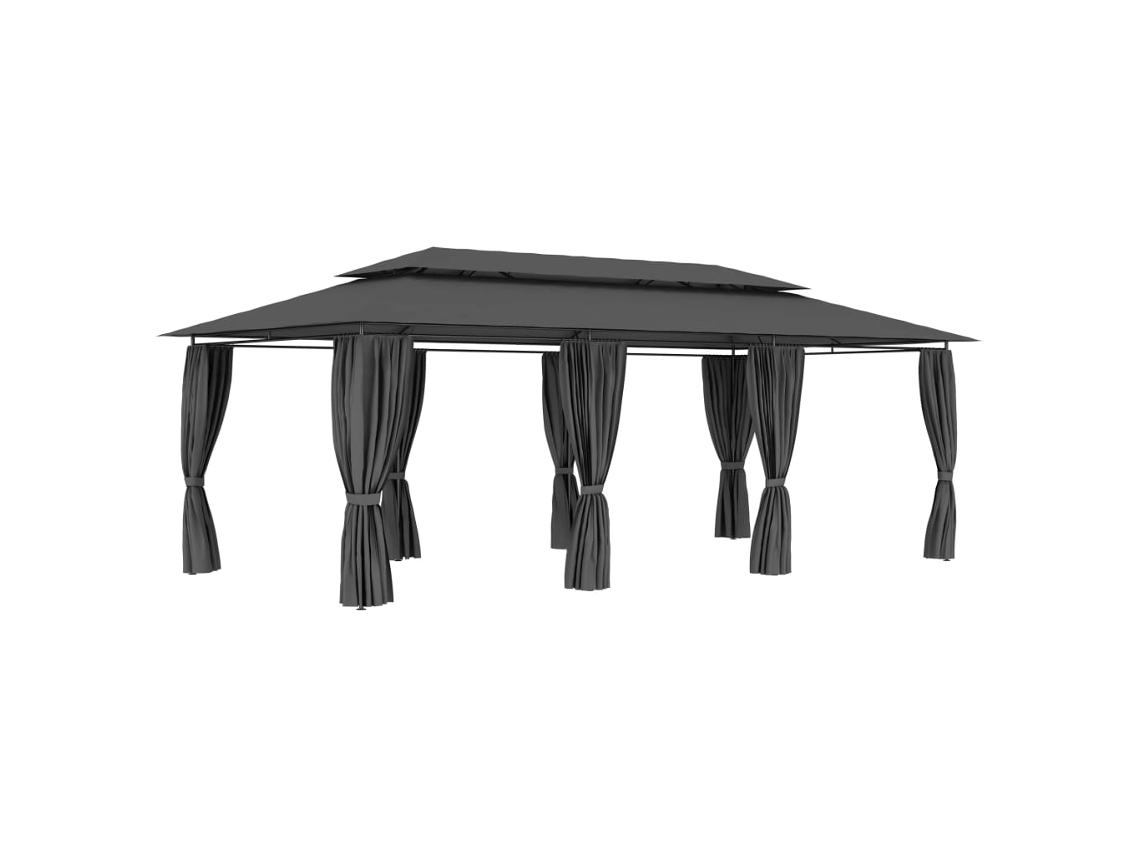Vidaxl Gazebo Com Cortinas 600x298x270 Cm Antracite