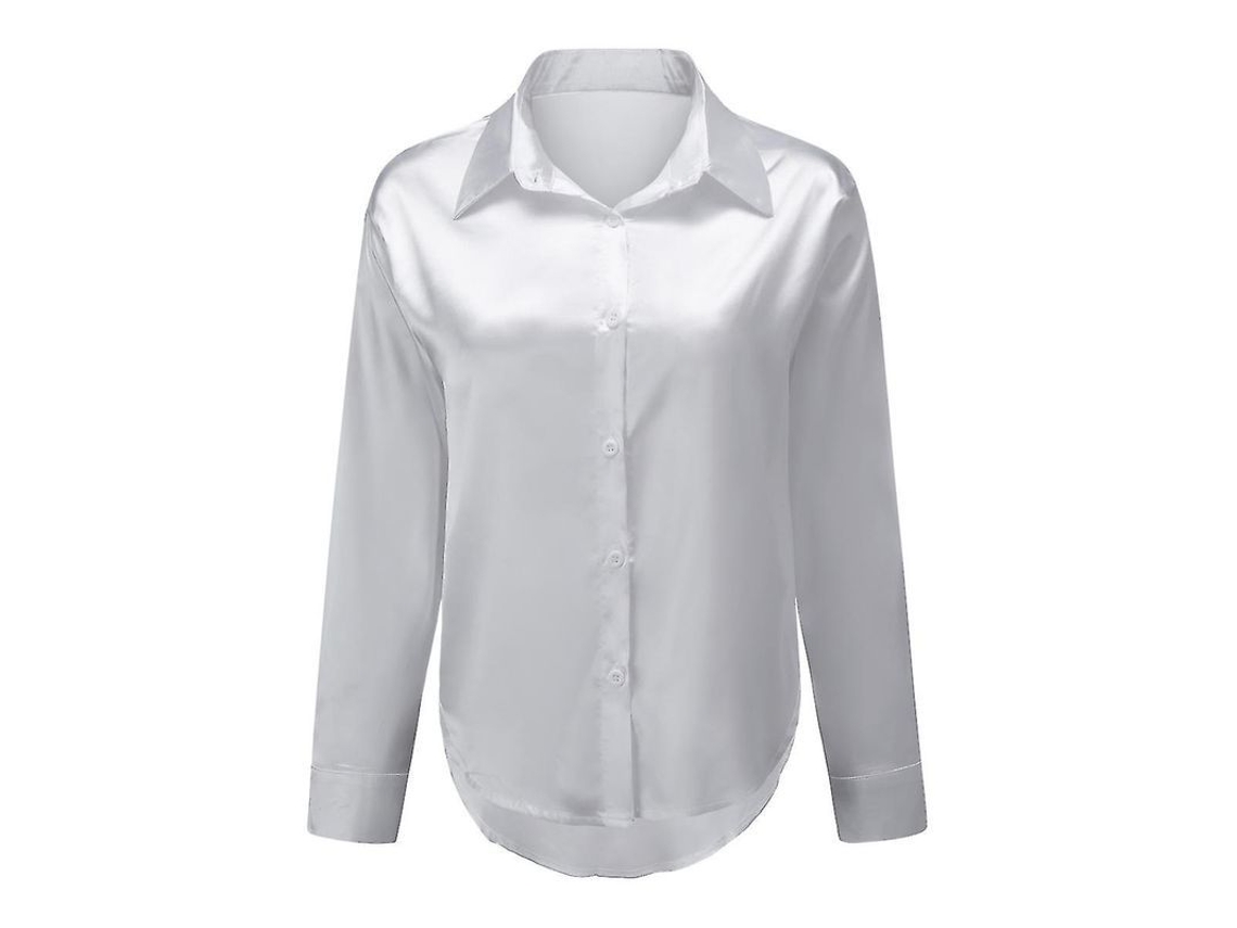 Camisa FEMININA FAST de Seda Brilho com Gola Lapela e Botões