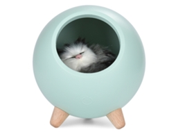 Lâmpada de Noite Led Desktop Mini Casa de Gatinho Fofa Regulagem Contínua 1.2w com Bateria Verde