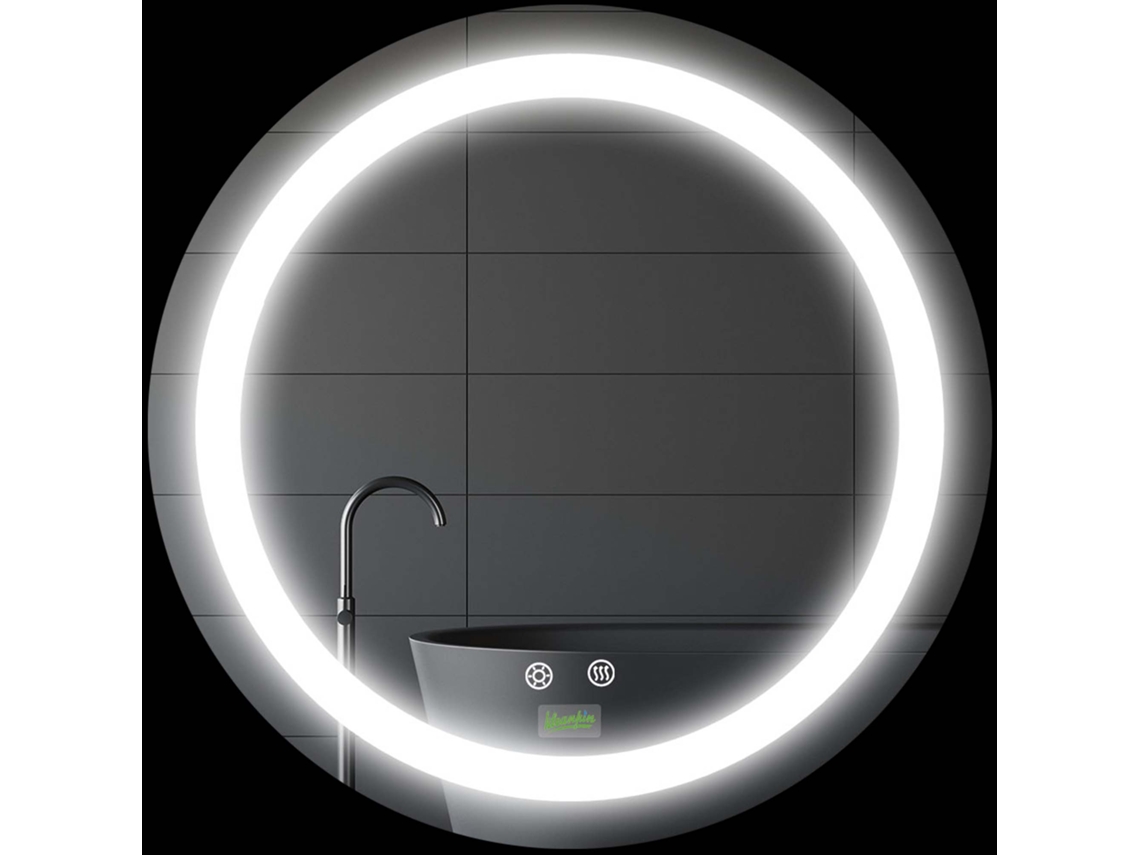 Espelho de Banheiro com Luz Led, Sensível ao Toque, Função de Memória, Ø50x4,6 cm, Prateado | S/MARCA
