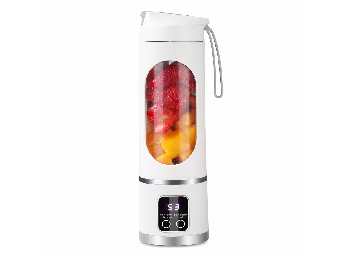 Liquidificador Portátil Recarregável 7,4 V Branco, Copo Elétrico Para Sumos E Batidos Em Casa Ou Viagem