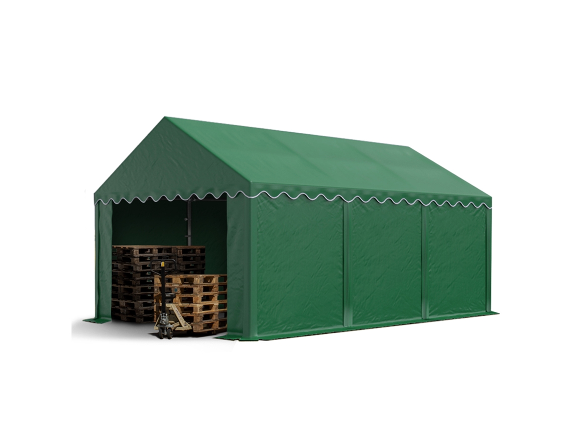 Galpão de armazenamento de ferramentas verde escuro à prova d'água de PVC 700N de 3x6 m