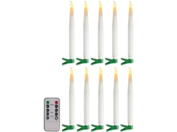 Conjunto De 10 Velas De Natal Led Com Presilha, Sem Bateria, Cor Branca, Para Decoração De Festas Conjunto De 10 Velas De Natal Led Com Gokoco