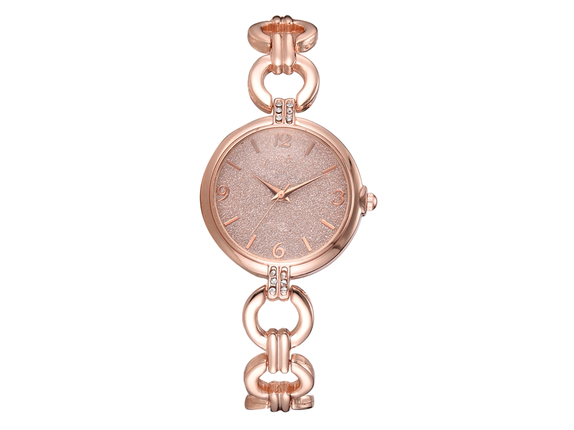 Relógio de Pulso Feminino de Liga Analógico com Mostrador Redondo Quartzo Ouro Rosa