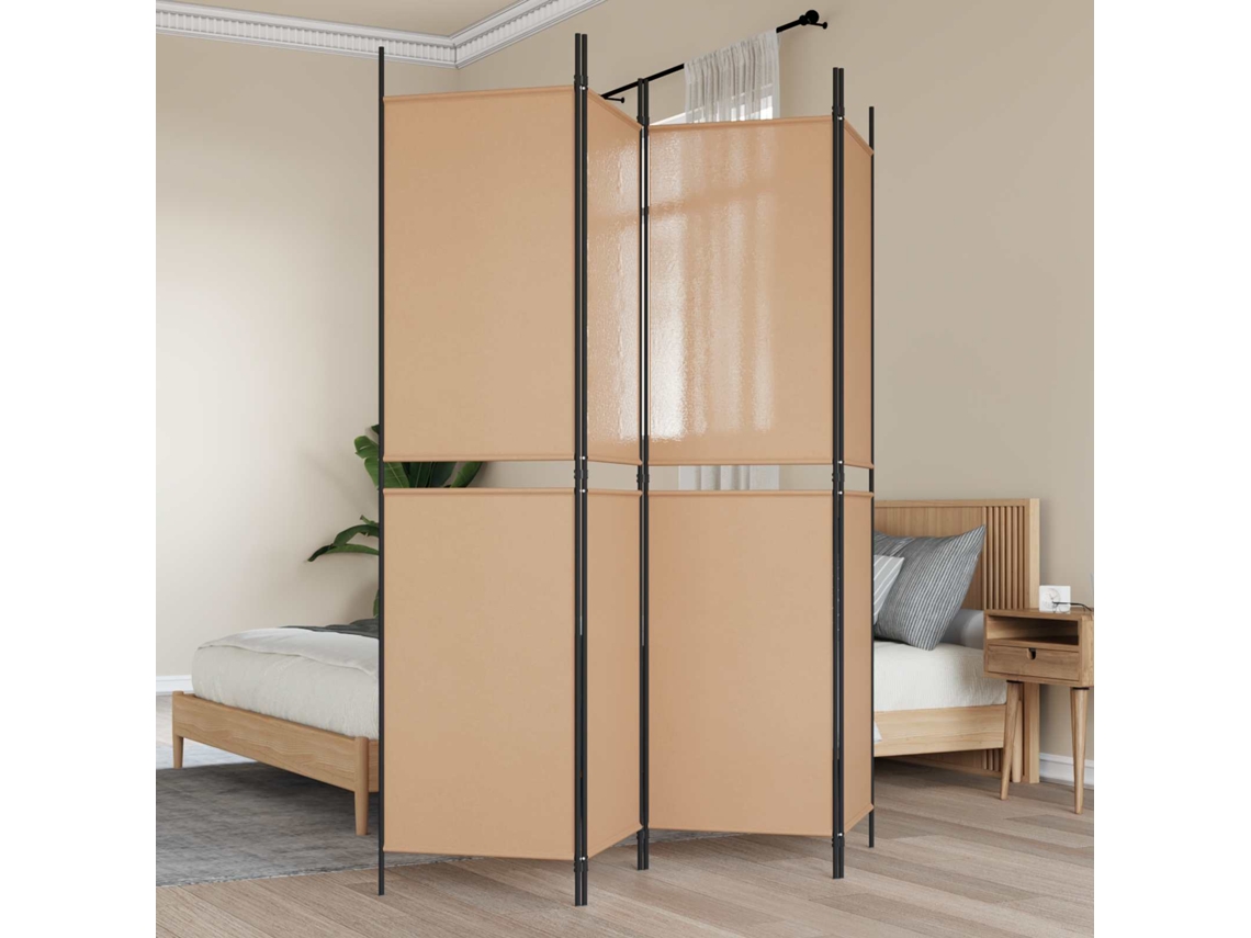 Vidaxl Divisória De Quatro Painéis Bege 200 X 200 Cm Tecido