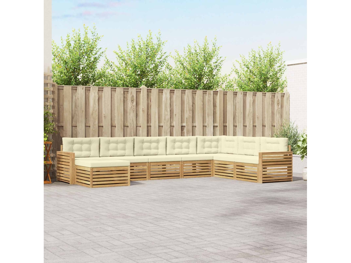 Vidaxl Conjunto De Sofás Para Exterior 8 Unid. Branco E Creme