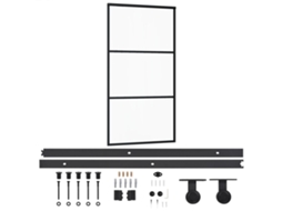 Sliding Door, Sliding Doors Vidaxl Preto Alumínio (102 X 205 Cm (trilho Deslizante De 200 Cm))