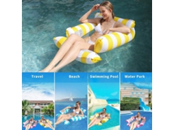 Boia Inflável 4 Em 1 Para Piscina, Rede Aquática Multifuncional, Boia Para Piscina, Espreguiçadeira Para Praia E Piscina, Amarela