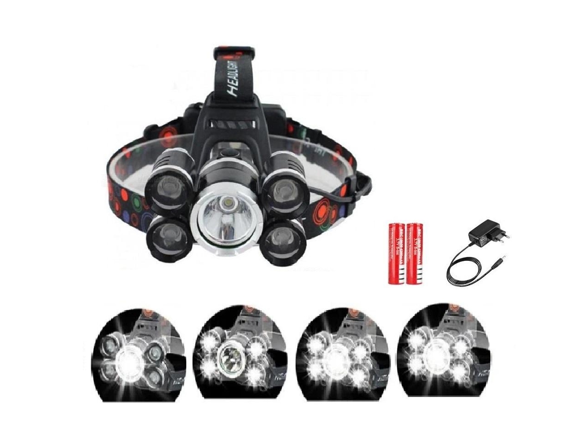 Lanterna de Cabeça Potente LED Cree T6, Baterias e Carregador BRILVIBERA