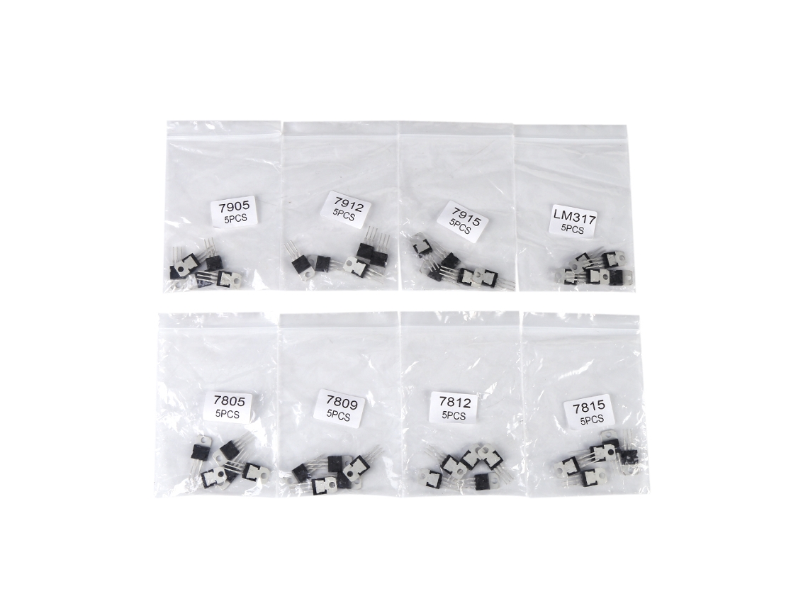 Kit de Transistores 40 Peças 8 Tipos 7805 7809 7812 7815 7905 7912 7915 Lm317 To 220