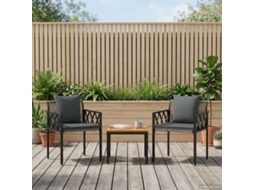 Vidaxl Conjunto De Móveis Para Exterior 3 Pcs Cinza E Cinza Escuro