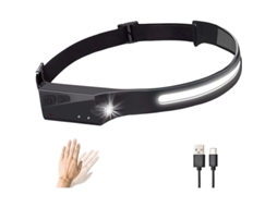 Lanterna Frontal Led Recargável Uqnal Cob 1200mah, Luz Larga De 230°, Sensor Inteligente, Impermeável Ipx4