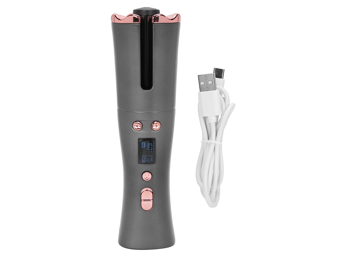 Chapinha De Cabelo Automática Sem Fio Recarregável Usb Lcd 6 Marchas Para Cachos E Ondas