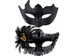 Conjunto De 2 Máscaras Para Casais - Fantasia De Baile De Máscaras Veneziano - Plástico
