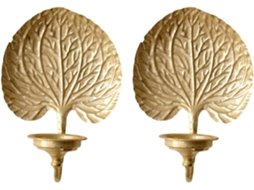 Conjunto De 2 Castiçais De Parede Em Ferro Dourado Antigo Para Iluminação Interna, Decoração De Parede