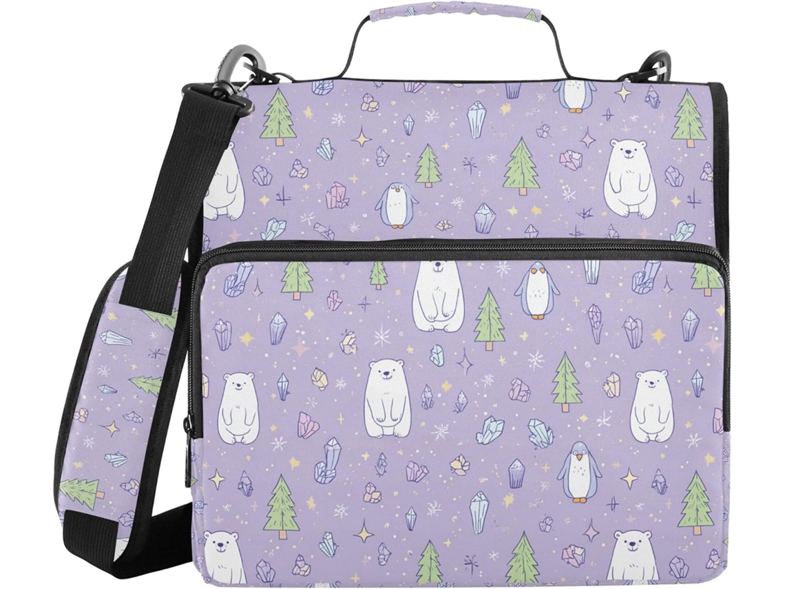 Pasta Com Zíper E Alça De Ombro, Vários Bolsos, 3, 8cm 1, 5 Polegadas, 3 Argolas Armazenamento, Portfólio, Pasta