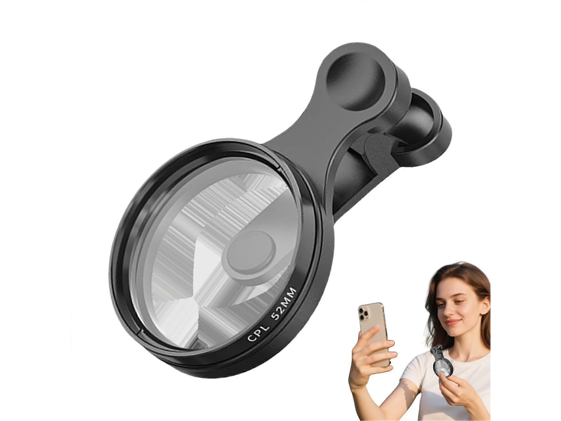 Filtro Polarizador Para Celular, Fino, 52 Mm, Com Conector Para Smartphones. Aquaforge