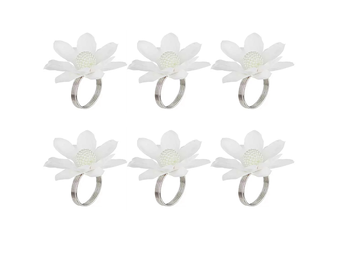 Laxiscreed Conjunto De 6 Guardanapos De Lótus Brancos Com Pérola Para Hotel E Casamentos