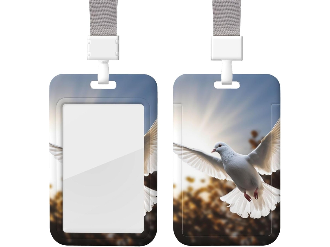 Porta Crachá À Prova D Água Com Pomba Branca Voando Ao Sol, Crachás De Identificação, Com Janela Transparente