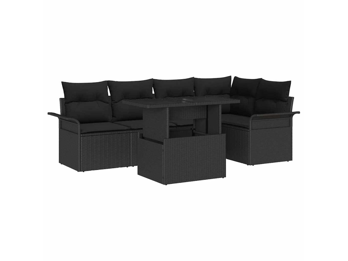Vidaxl Conjunto De Sofá De Jardim 6 Unid. Preto