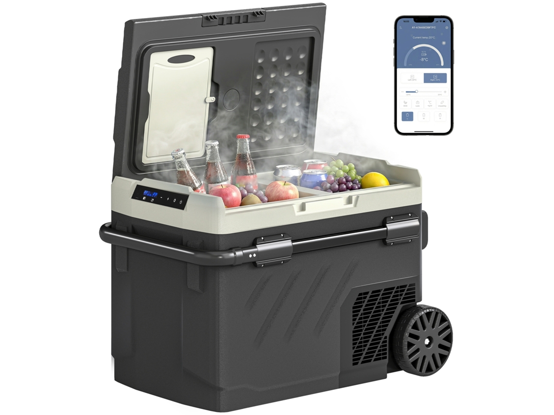 Glacière Électrique Voiture 40l À Double Zone, Refroidissement Puissant Mode Eco, -20℃ À 20℃, 69,2x45,3x51,5cm, Noir
