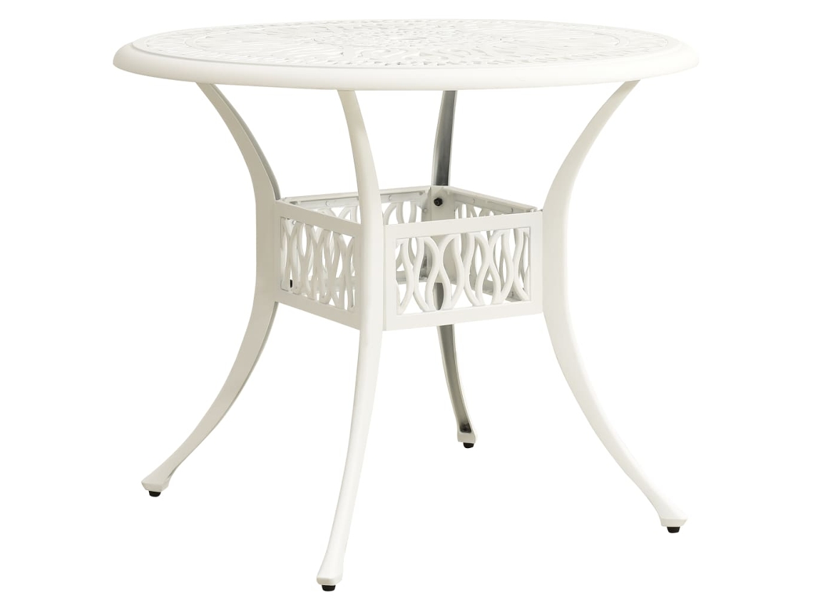 Vidaxl Mesa De Jardim 90x90x74 Cm Alumínio Fundido Branco