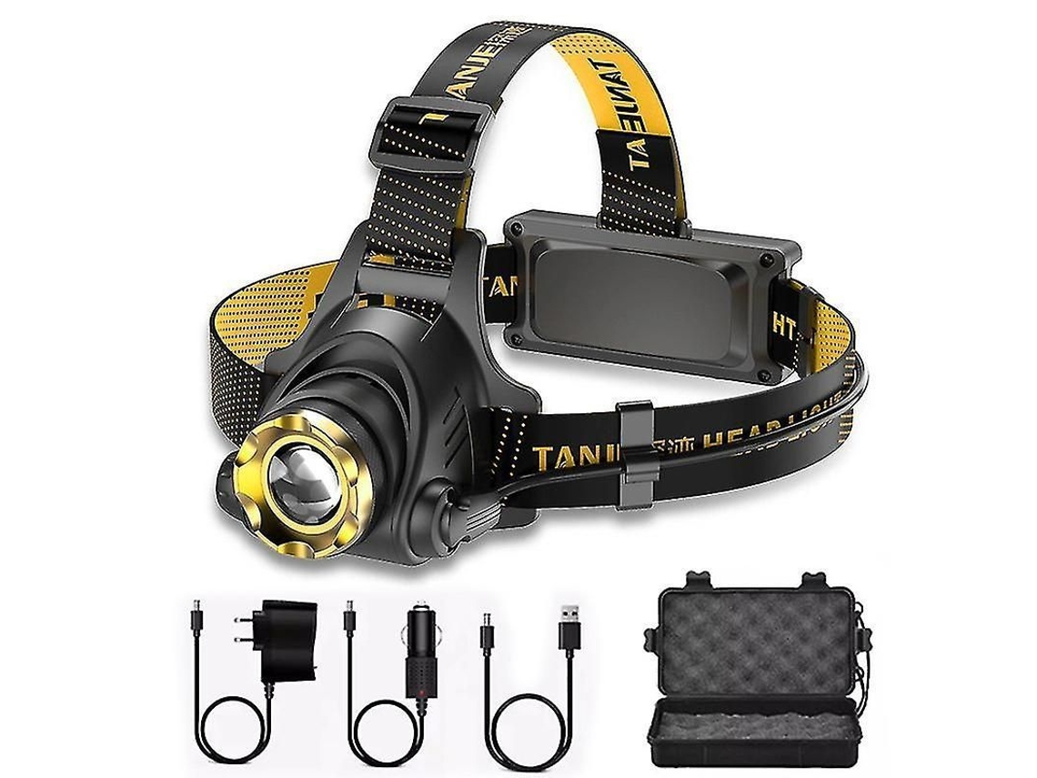 Lanterna Frontal Led Recarregável 990000lm Com Zoom Ajustável, 3 Modos E Impermeável Para Camping E Senderismo
