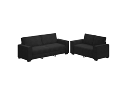 Conjunto de Sofá 2 Peças com Almofadas em Veludo Preto MAISON EXCLUSIVE