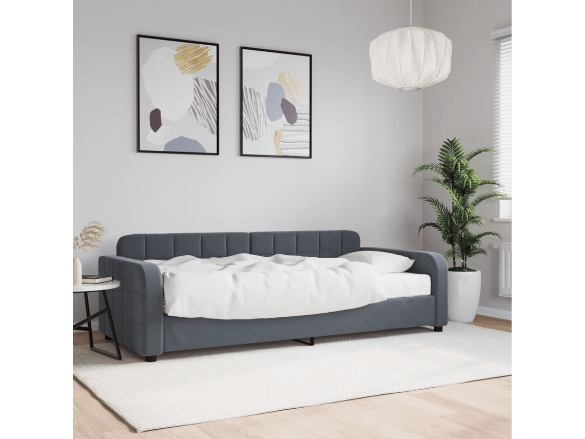 Vidaxl Sofá-cama Com Colchão 90x200 Cm Veludo Cinzento-escuro