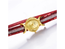 Relógio Pulseira Mulher de Quartzo com Strass Brilhante para Vestido (vermelho)