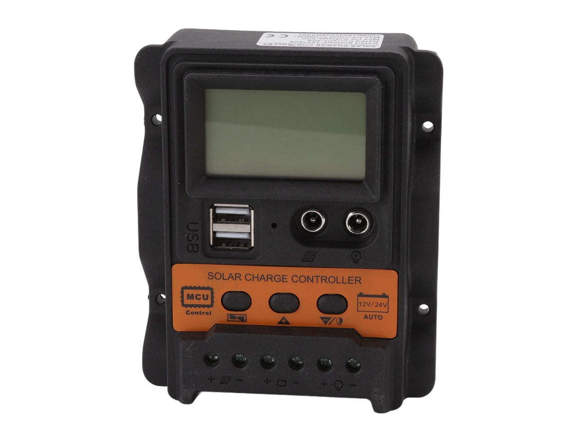 Primerox controlador de Carga Solar Pwm 12v 24v com Lcd e Saída Usb Dupla 30a Regulador Fotovoltaico