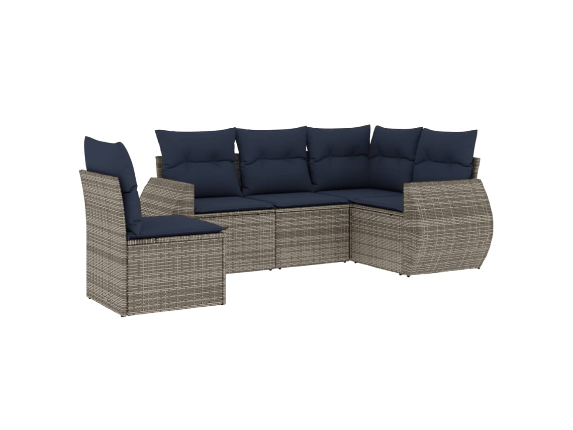 Conjunto de Sofá de Jardim, 5 Peças, Almofadas, Rattan Cinza MAISON EXCLUSIVE