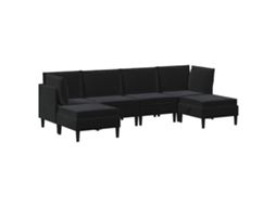 Conjunto 6 Conjunto De Sala De Estar Vidaxl Preto Veludo (280 X 140 X 82 Cm)