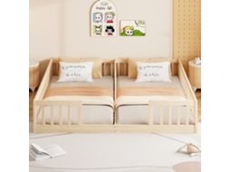 Cama De Painel 90x200 Cm Para Crianças Pinho Minimalista Com Guarda-barra