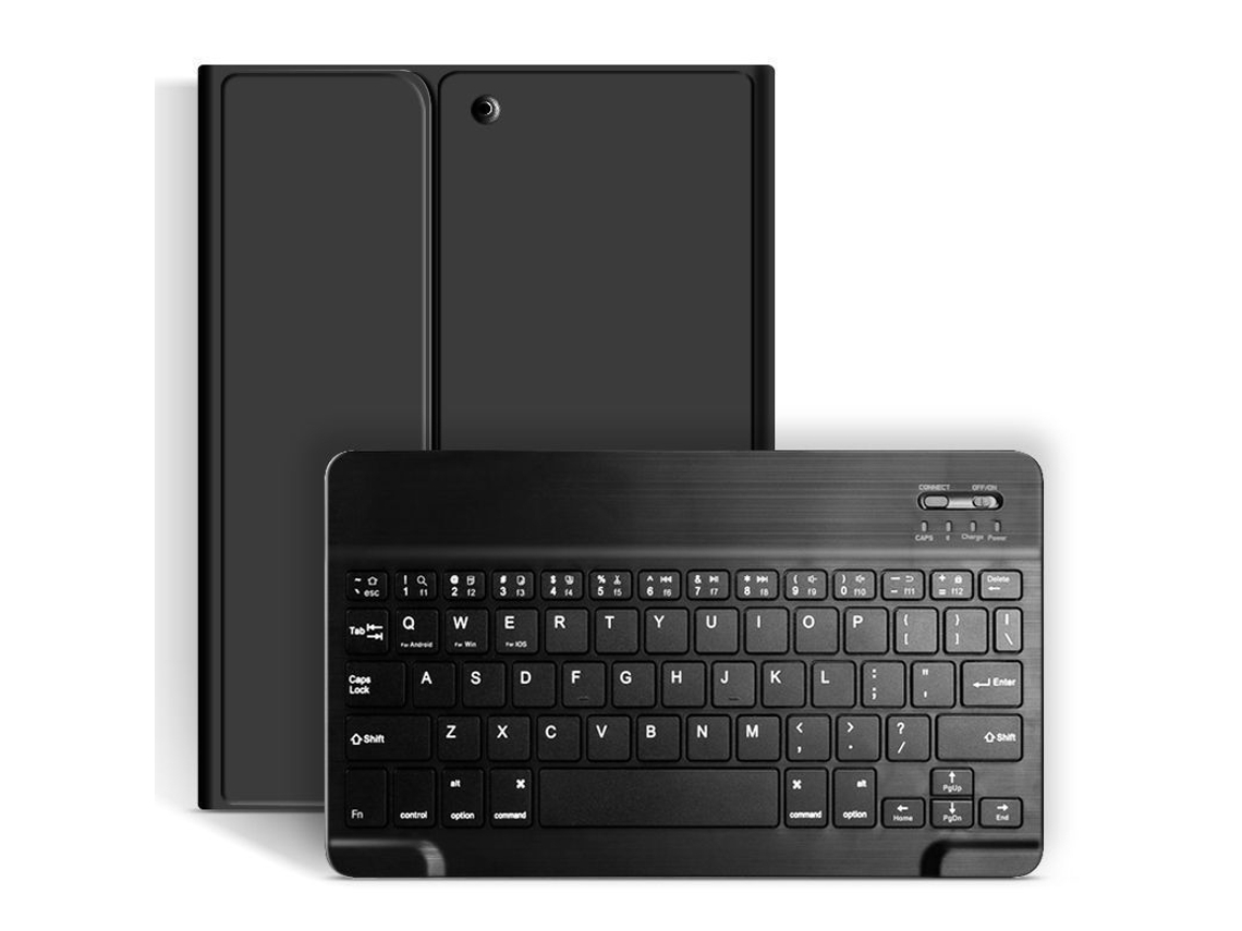 Capa Com Teclado Bluetooth Em Couro Compatível Com Ipad Air 11 (2024), Cor Preto