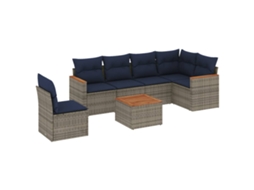 Conjunto de Sofá de Jardim, 7 Peças, Almofadas, Rattan Cinza MAISON EXCLUSIVE