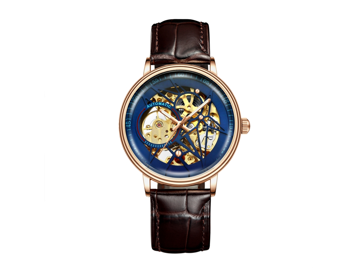Relógio masculino MDUG com pulseira de aço, movimento quartzo, data e ponteiros luminosos, ouro rosa