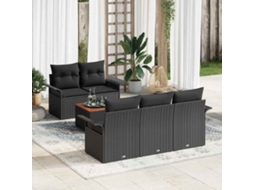 Vidaxl Conjunto De Sofá De Jardim 6 Unid. 5-número De Lugares Preto