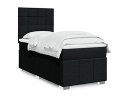 Vidaxl Cama Com Molas/colchão 90x200 Cm Tecido Preto