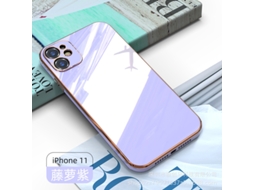 Capa de telefone Yue Xinghui para iPhone 12 com design cúbico roxo lilás EOOCOO com borda reta e gravação a laser