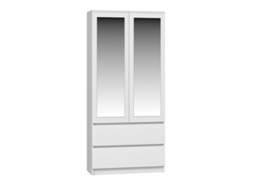 Topeshop Ss 90 Biel Lustro Quarto Guarda-roupa/closet 5 Prateleiras 2 Portas Branco Top E Loja (s)