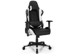Cadeira Gamer Reclinável Ajustável Estilo Corrida em Couro Pu Branco e Preto NORTHIX
