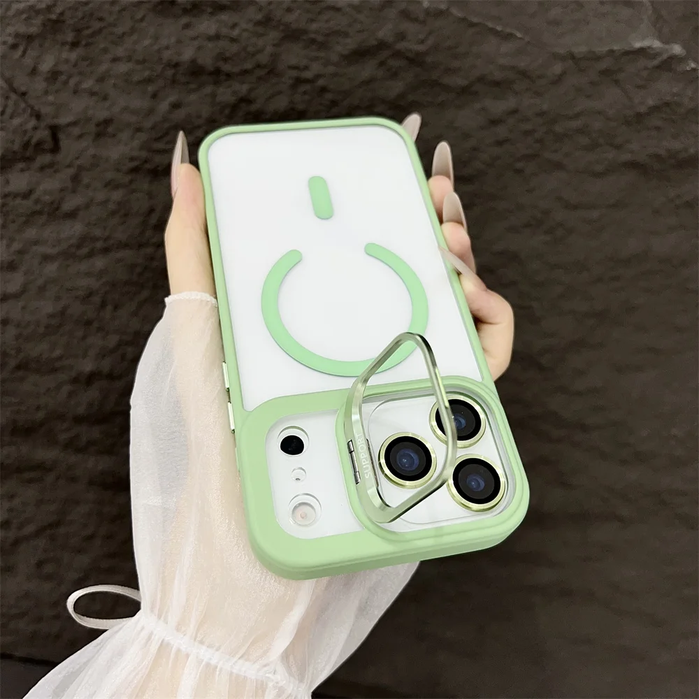 Capa Para Iphone Com Suporte Magnético Magsafe (verde Claro), Compatível Com Carregamento Sem Fio.
