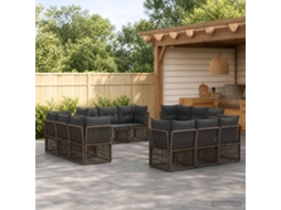 Vidaxl Conjunto De Sofá De Jardim 12 Unid. Cinzento Vime Pe